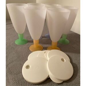 Tupperware Parfait Dessert Milkshake Tea Tall Cups 6 Total Pastel Colors 5 Tops